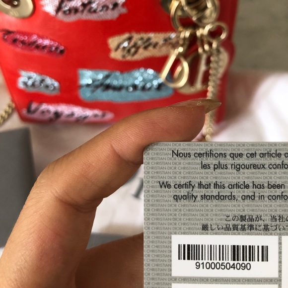 LADY DIOR- mini patent coral w/ beaded embroidery! - Picture 2 of 8